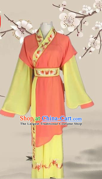 Chinese Ancient Servant Girl Orange Clothing Traditional Beijing Opera Young Lady Costume for Adults