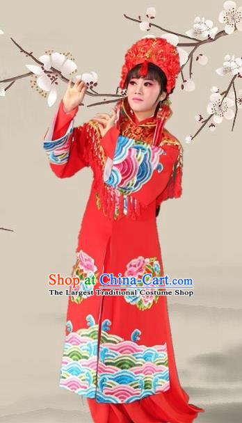 Chinese Ancient Bride Red Dress Traditional Beijing Opera Actress Costume for Adults