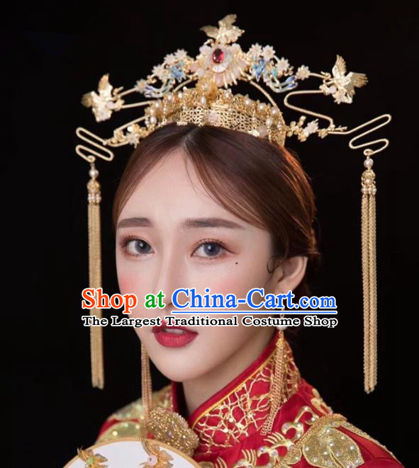 Chinese Ancient Hanfu Phoenix Coronet Wedding Hair Accessories Traditional Hairpins for Women
