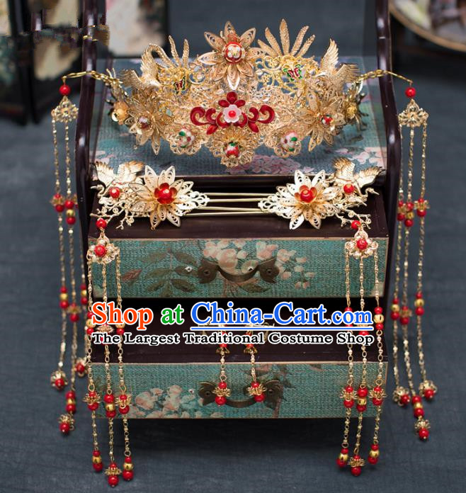 Chinese Ancient Phoenix Coronet Wedding Hair Accessories Traditional Hairpins for Women