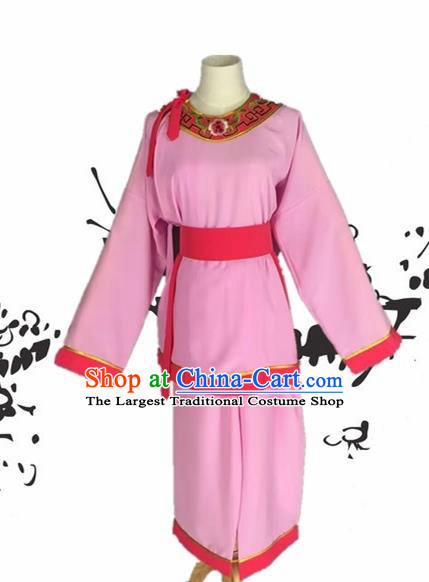 Chinese Beijing Opera Livehand Pink Clothing Traditional Peking Opera Servant Costume for Adults