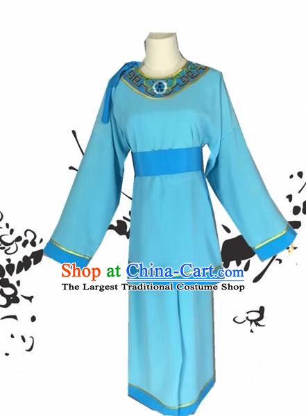 Chinese Beijing Opera Livehand Blue Clothing Traditional Peking Opera Servant Costume for Adults