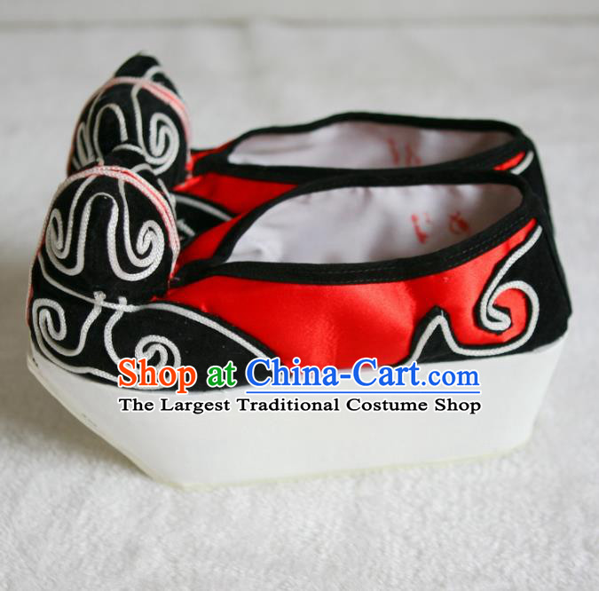 Chinese Traditional Beijing Opera Niche Red Shoes Beijing Opera Cloth Shoes for Men