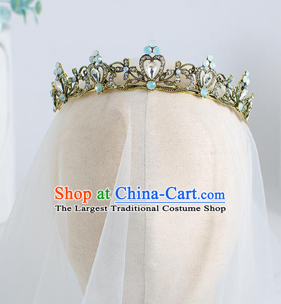 Top Grade Wedding Hair Accessories Bride Blue Crystal Royal Crown for Women