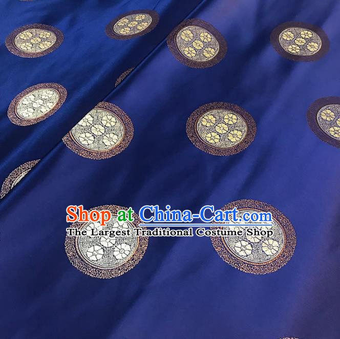Asian Chinese Traditional Royal Pattern Navy Brocade Fabric Silk Fabric Chinese Fabric Material