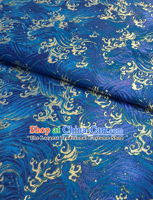 Asian Chinese Traditional Cheongsam Blue Brocade Fabric Silk Fabric Chinese Fabric Material