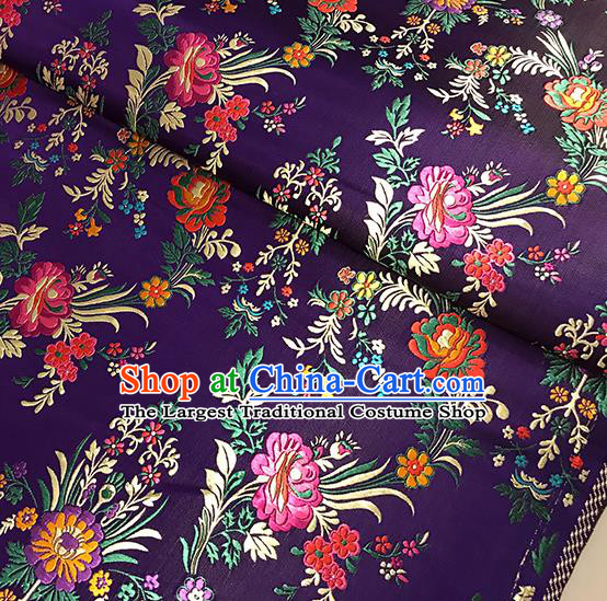 Asian Purple Brocade Chinese Traditional Begonia Pattern Fabric Silk Fabric Chinese Fabric Material