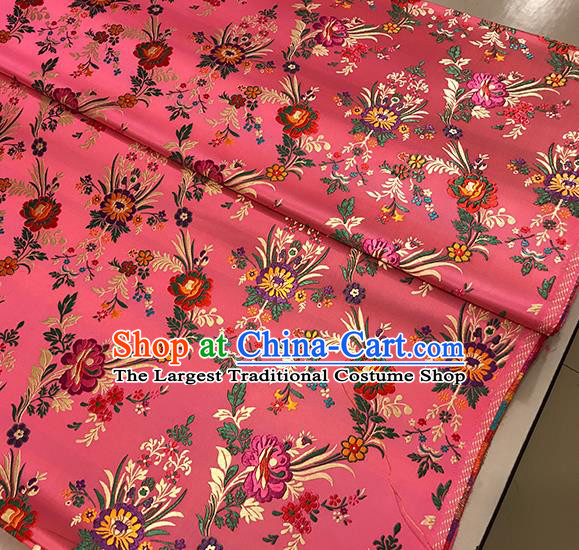 Asian Pink Brocade Chinese Traditional Begonia Pattern Fabric Silk Fabric Chinese Fabric Material