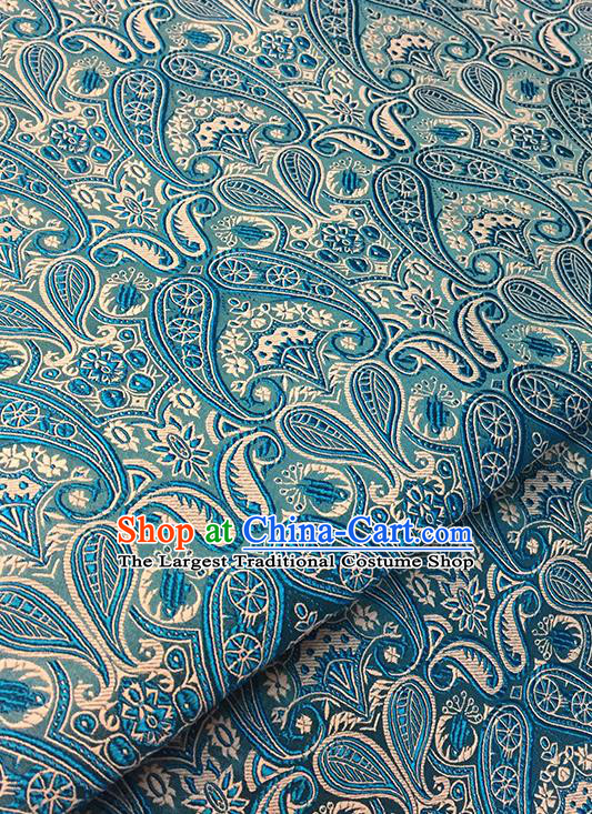Asian Chinese Blue Brocade Traditional Pattern Fabric Silk Fabric Chinese Fabric Material