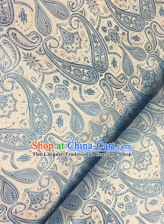 Asian Chinese Brocade Traditional Blue Pattern Fabric Silk Fabric Chinese Fabric Material