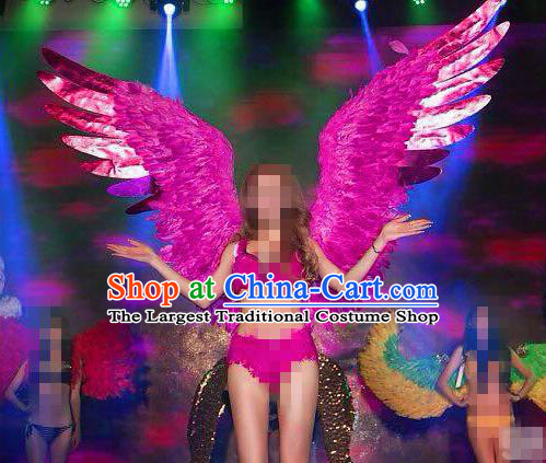 Stage Performance Brazilian Carnival Feather Wings Miami Deluxe Rosy Feather Wings for Women