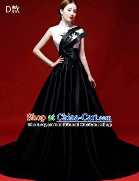 Top Grade Catwalks Black Full Dress Compere Chorus Costume for Women