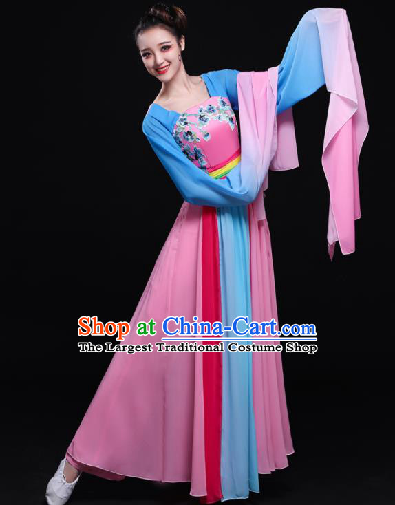 Chinese Traditional Classical Dance Water Sleeve Dress Umbrella Dance Costume for Women