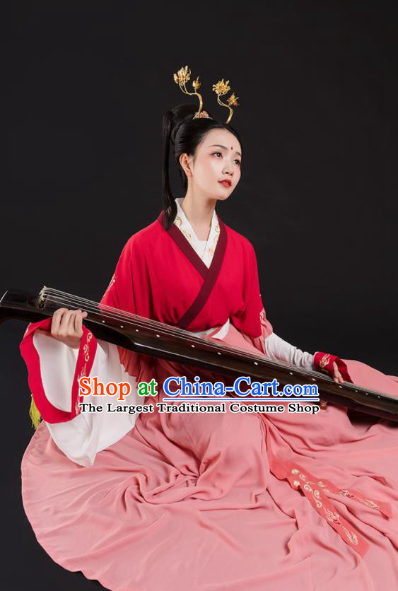 Chinese Ancient Palace Lady Hanfu Han Dynasty Imperial Concubine Queen Embroidered Historical Costumes