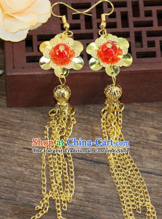 Chinese Traditional Jewelry Accessories Ancient Tassel Flower Earrings for Women