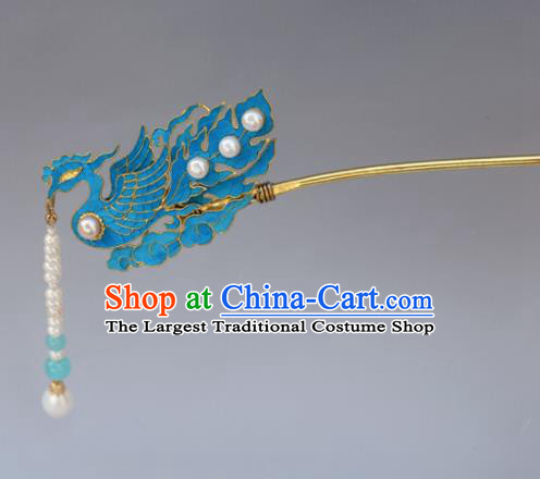 Chinese Ancient Qing Dynasty Tian-Tsui Phoenix Hairpins Handmade Hair Accessories for Women