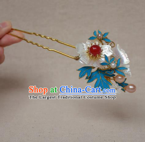 Chinese Qing Dynasty Palace Shell Butterfly Hairpins Hair Accessories Ancient Handmade Hanfu Hair Clip for Women