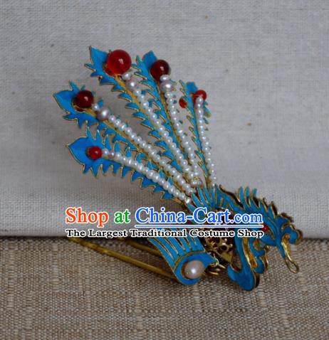 Chinese Qing Dynasty Agate Phoenix Hairpins Hair Accessories Ancient Handmade Hanfu Hair Clip for Women