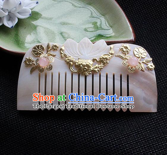 Chinese Ancient Hair Accessories Classical Shell Hair Comb Hanfu Handmade Hairpins for Women