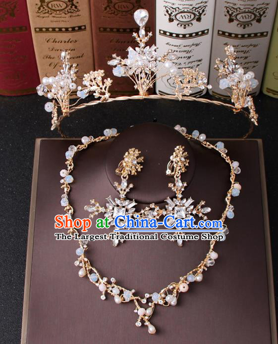 Top Grade Bride Hair Accessories Wedding Crystal Royal Crown and Earrings for Women