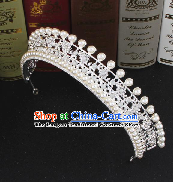 Top Grade Bride Hair Accessories Wedding Baroque Princess Pearls Royal Crown for Women