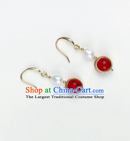 Top Grade Chinese Jewelry Accessories Wedding Hanfu Red Earrings for Women