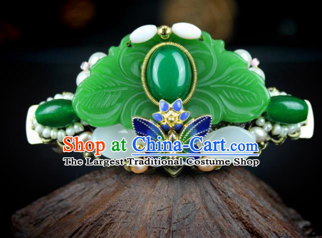 Chinese Ancient Handmade Hanfu Hair Clip Jade Butterfly Hair Crown Hairpins Hair Accessories for Women