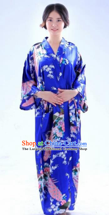 Traditional Japanese Costumes Asian Japan Kimono Royalblue Yukata for Women
