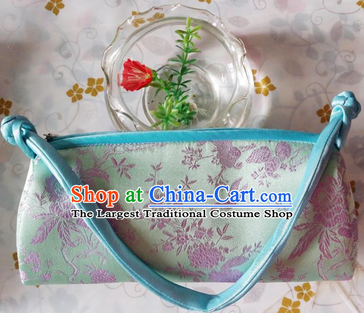 Traditional Chinese Brocade Bag Green Silk Handbag for Women