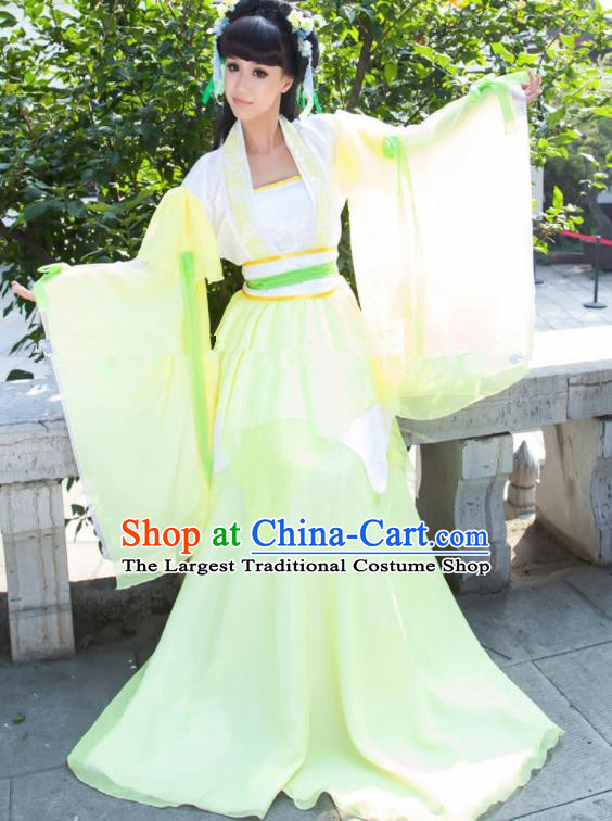 Chinese Ancient Cosplay Peri Goddess Green Hanfu Dress Traditional Tang Dynasty Princess Costume for Women