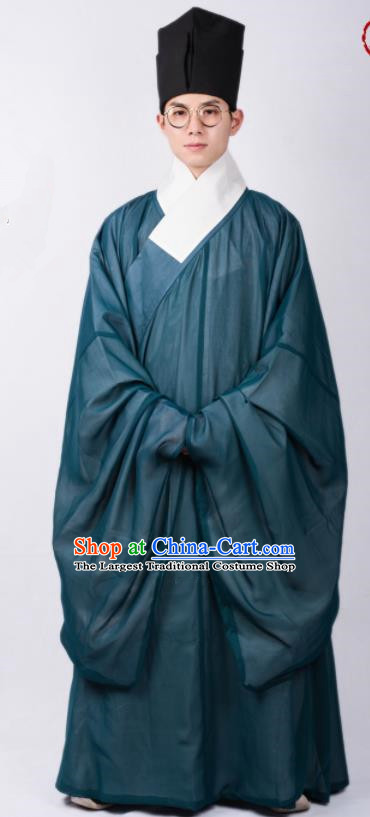 Chinese Ancient Scholar Green Robe Traditional Ming Dynasty Taoist Priest Costumes for Men