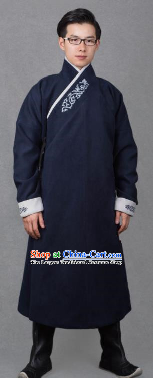 Chinese Ancient Imperial Guards Navy Robe Traditional Ming Dynasty Swordsman Costume for Men