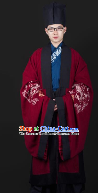 Chinese Ancient Cabinet Minister Clothing Traditional Ming Dynasty Swordsman Costume for Men