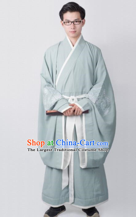 Chinese Ancient Minister Green Clothing Traditional Han Dynasty Chancellor Costume for Men