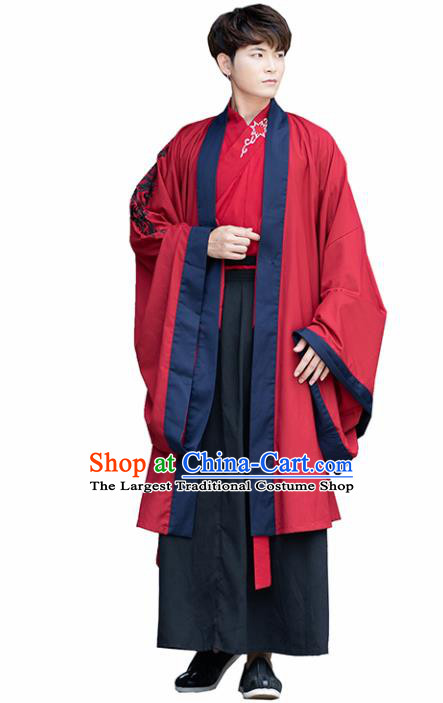 Chinese Ancient Traditional Han Dynasty Scholar Swordsman Costumes Complete Set for Men