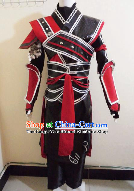 Asian Chinese Cosplay General Black Customized Costume Ancient Swordsman Clothing for Men
