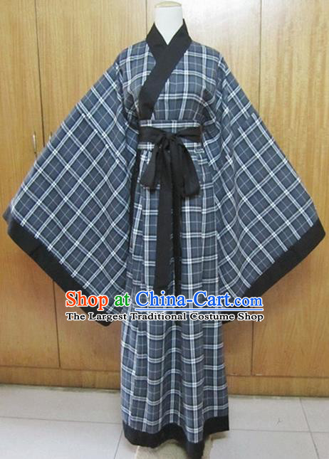 Chinese Traditional Han Dynasty Scholar Costumes Ancient Swordsman Grey Robe for Men
