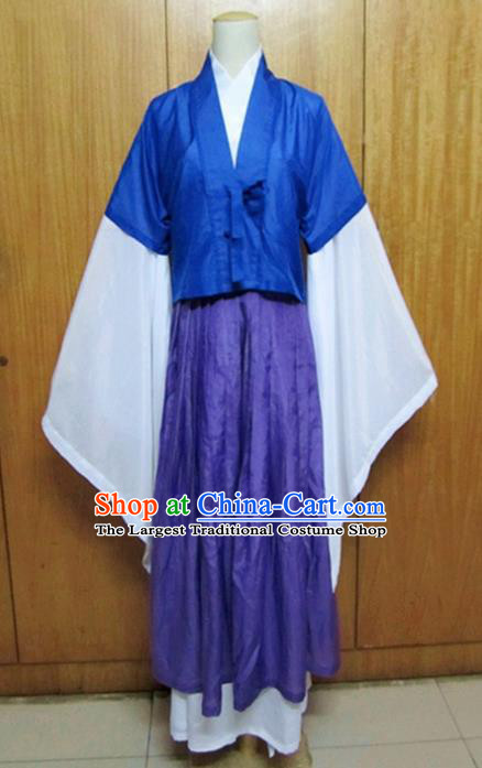 Traditional Chinese Jin Dynasty Young Lady Hanfu Dress Ancient Swordsman Costume for Women
