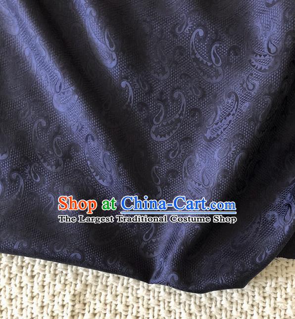 Asian Chinese Traditional Fabric Classical Pattern Navy Brocade Cheongsam Cloth Silk Fabric