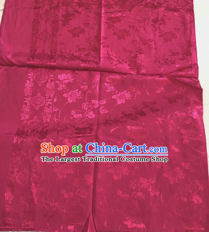 Asian Chinese Traditional Fabric Flowers Pattern Rosy Brocade Cloth
