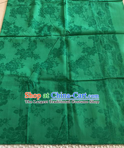 Asian Chinese Traditional Fabric Peony Pattern Deep Green Brocade Cloth Silk Fabric