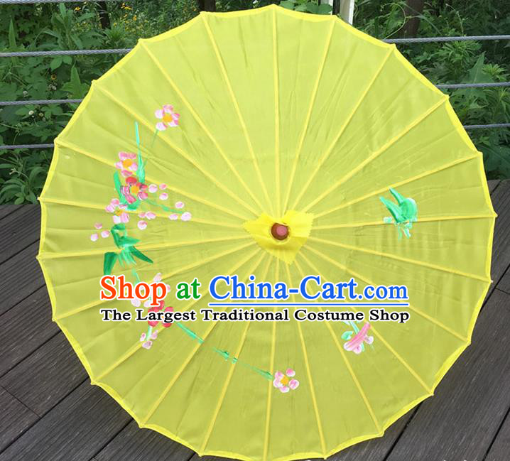 Traditional Chinese Folk Dance Umbrella Yellow Oil-Paper Umbrella for Women