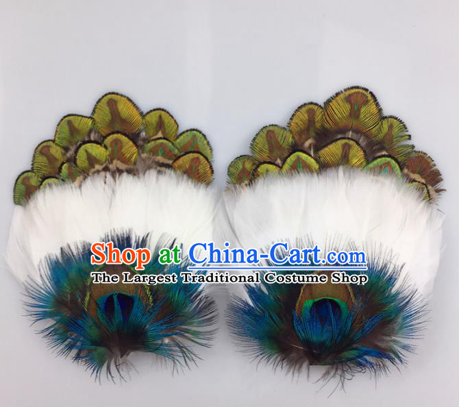 Traditional Chinese Bride Hair Accessories Peacock Feather Hair Claws for Women