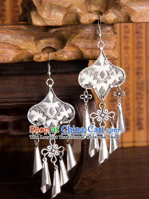 Chinese Traditional Jewelry Accessories Miao Minority Bells Tassel Earrings for Women