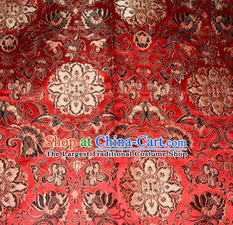 Chinese Traditional Silk Fabric Tang Suit Red Brocade Cheongsam Palace Pattern Cloth Material Drapery