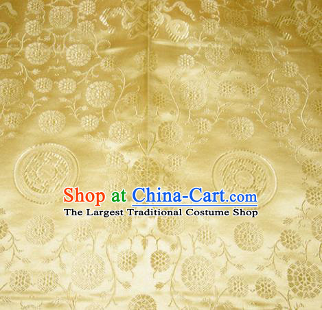 Chinese Traditional Yellow Silk Fabric Tang Suit Brocade Cheongsam Waxberry Pattern Cloth Material Drapery