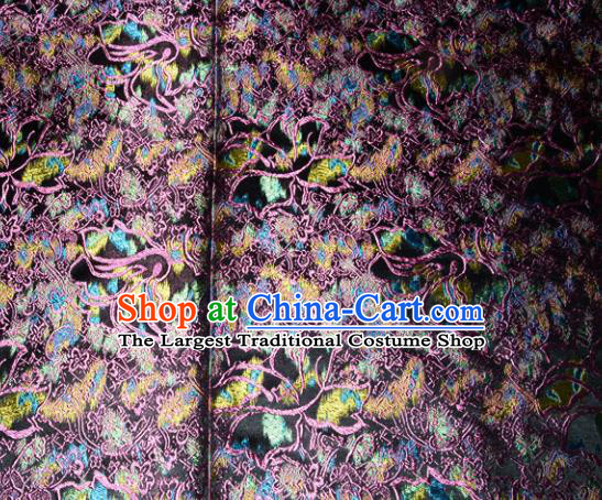 Chinese Traditional Silk Fabric Tang Suit Brocade Cheongsam Classical Purple Pattern Cloth Material Drapery
