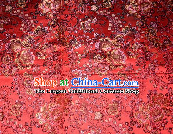 Chinese Traditional Red Silk Fabric Tang Suit Brocade Cheongsam Classical Pattern Cloth Material Drapery