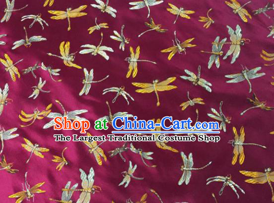 Chinese Traditional Silk Fabric Cheongsam Tang Suit Brocade Dragonfly Pattern Cloth Material Drapery