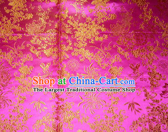 Chrysanthemum Pattern Chinese Traditional Rosy Silk Fabric Tang Suit Brocade Cloth Cheongsam Material Drapery